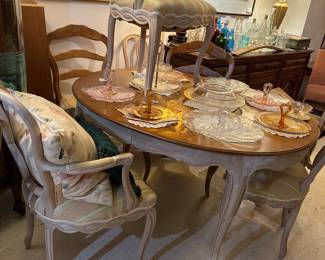 Country French 2 Tone Table with Chairs 