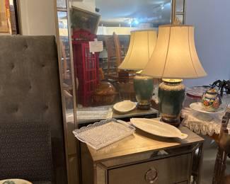 Silver & Mirror Night Stand & Floor Mirror and there is a matching large dresser 