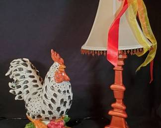 Flamboyant Ceramic Rooster Lamp