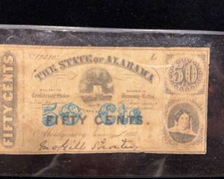 1863 Alabama 50 Cent Note