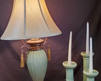 Vintage Kaeder Jade Green Lamp