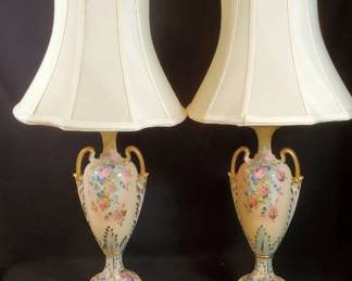 Set of Elegant Floral Vintage Lamps
