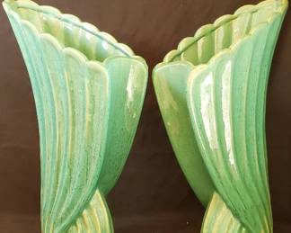 Two Large Turquoise Pottery Vases