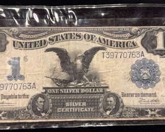 1899 $1 One Dollar Silver Certificate Large Note Black Eagle