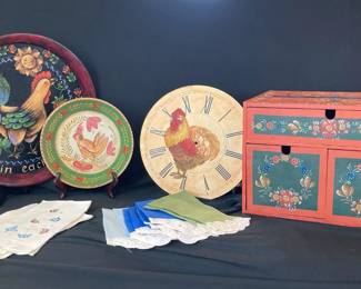 GA174Hindelooper Hand painted Dutch folk art box and tray signed by artist