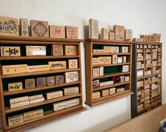 Collection of Wooden Rubber Craft Stamps