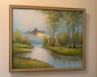 #129	Original Oil Painting Signed of Teepee's and Mountains	 $100.00 			
