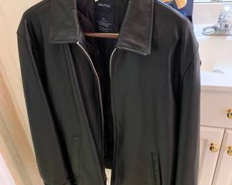 #54	Nautica Black Leather Coat - XL Men's	 $100.00 			
