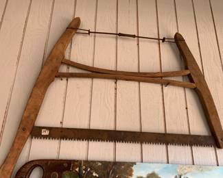 #197	vintage 1 hand cross cut wood buck bow saw	 $25.00 			
