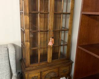 #17	Globe Furn. Display Cabinet w/3 glass shelves & 2 glass doors & 3 drawers - 29x13x6'	 $125.00 			
