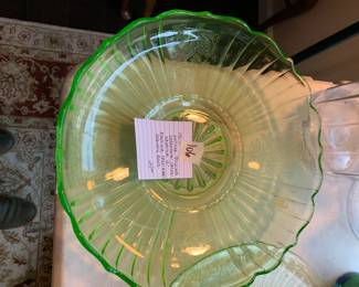 #106	Anchor Hocking Green Depression Uranium 12" Mayfair Open Rose Serving Bowl	 $24.00 			
