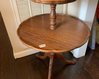#14	Wood Pie Table w/2 shelves - 24x33	 $75.00 			
