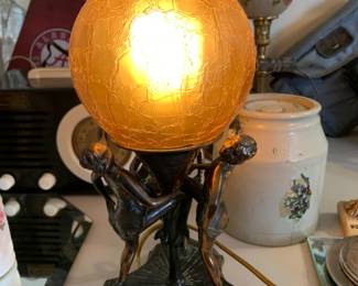#87	Art Deco Style of 3 ladies dancing w/Globe light - 11"Tall	 $25.00 			
