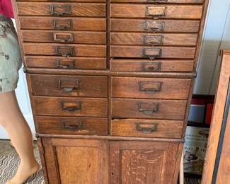 #193	3 piece printers chest w/ 18 drawers & 2 doors	 $300.00 			
