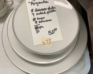 #273	Royal Doulton Pergerta 31 piece set of white China 	 $50.00 			
