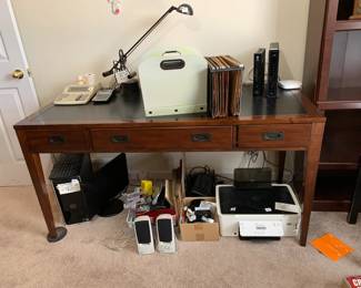#75	Hooker Writing Desk w/3 drawers w/center flip-down for keyboard w/leather Top - 60x26x30	 $200.00 			
