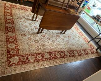 #3	Thomasville drop side gate leg table with 2 leaves and 6 chairs 29-117x42x29	 $275.00 	                                       		
#4	Wool Hand-Knotted Rust/Cream Rug - 8x10	 $275.00 			

