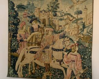 #12	Tapestry Serbin Art Inc. made in France 3'3"x3'3" - reproduction  (Departure for the Hunt)	 $175.00 			

