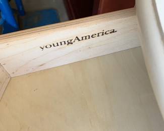 #153	Younger American 1/2 round end table with 1 drawer as is top 24x16x26	 $25.00 			
