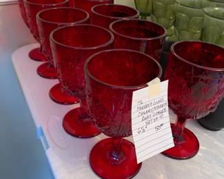 #260	Vintage Pressed Glass Cherry/Wreath Ruby goblets set of 10 (6.5 tall)	 $50.00 			
