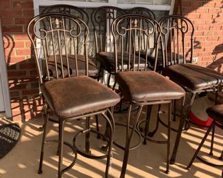 #131	6 metal leather look seat swivel seat bar chair 31 tall 	 $180.00 			
