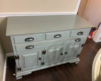 #31	Willet Gray Painted Cabinet w/4 drawers & 3 doors - 44x19x33	 $175.00 			

