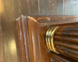 #13	Howard Miller Display Cabinet w/4 glass shelves w/side entry Doors (4)  lighted - 38x14x80 -n(as is finish)	 $175.00 			
