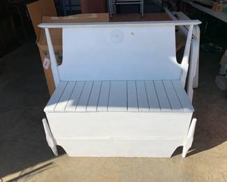 #152	White painted bench made from a twin bed 41x17x37	 $75.00 			
