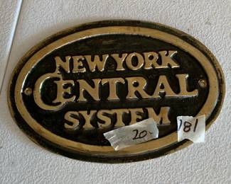 #181	New York Central brass sign	 $20.00 			
