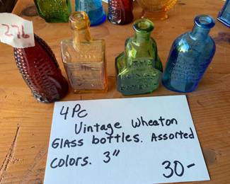 #276	Vintage Wheaton color bottles (4)	 $30.00 			

