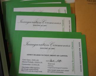 Collectible and rare ephemera from the White House including 18 White House Congressional Christmas ornaments very limited and never reproduced. Congressional ticket to Pope Francis address to Congress (he was the only Pope to ever address Congress). Several Congressional invitations to the Presidential inaugurations including Obama and Trump. Plus lots more