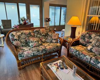 Wicker indoor patio sofa and settee