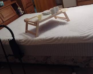 Queen Size Mattress, boxsprings & metal frame, sold with 3 piece oak bedroom set.
Only $150 for set in excellent condition!