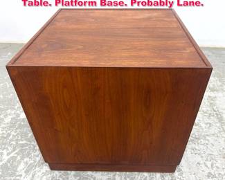Lot 241 Modernist Walnut Cube Side End Table. Platform Base. Probably Lane. 