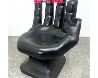 Lot 473 Plastic Hand Shaped Chair. Black. Marked. RMIC.
