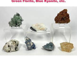 Lot 602 7 Piece Geology rock specimens. Green Florite, Blue Kyanite, etc.
