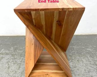 Lot 182 Natural Rivera Angled Wood Side End Table