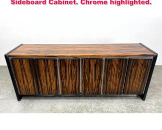 Lot 431 Designer Macassar Ebony Credenza Sideboard Cabinet. Chrome highlighted. 