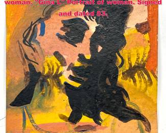 Lot 157 TOM BRAZELTON mixed media of woman. Gina L Portrait of woman. Signed and dated 83. 