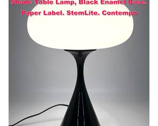 Lot 7 Black DESIGNLINE Glass Mushroom Shade Table Lamp, Black Enamel Base. Paper Label. StemLite. Contempo