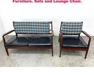 Lot 362 2pcs Jens Risom Living Room Furniture. Sofa and Lounge Chair.