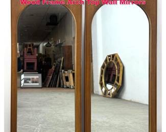 Lot 543 Pair 50s Mid Century Modern Walnut Wood Frame Arch Top Wall Mirrors