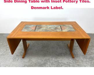 Lot 158 GANGSO Danish Modern Teak Drop Side Dining Table with Inset Pottery Tiles. Denmark Label.