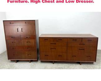 Lot 444 2pcs Frank Lloyd Wright Bedroom Furniture. High Chest and Low Dresser. 