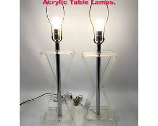 Lot 122 Pair Mid Century Modern Lucite Acrylic Table Lamps. 