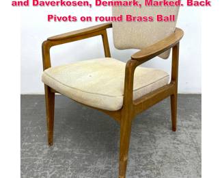 Lot 227 Sigvard Bernadotte chair for France and Daverkosen, Denmark, Marked. Back Pivots on round Brass Ball