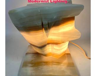 Lot 94 Carved Natural Onyx Table Lamp. Modernist Lighting. 