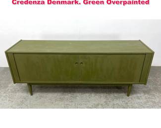 Lot 492 Danish Modern Teak Tambour Door Credenza Denmark. Green Overpainted