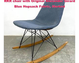 Lot 505 Charles Eames for Herman Miller RKR chair with Original Alexander Girard Blue Hopsack Fabric, Marked