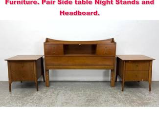 Lot 545 3pcs American Modern Bedroom Furniture. Pair Side table Night Stands and Headboard. 